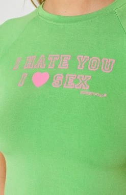 OMIGHTY I Hate U Baby Tee Green
