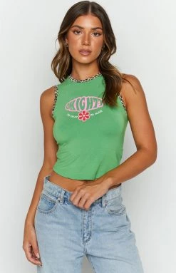 Tops OMIGHTY I'm Okay I'm Alive Baby Tank Green