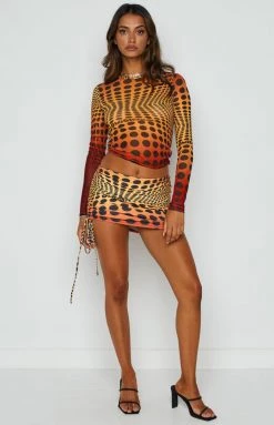 OMIGHTY Illusion Mesh Top 001 Orange Tops