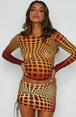 OMIGHTY Illusion Mesh Top 001 Orange Tops