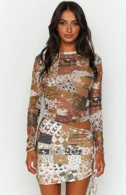 OMIGHTY Patchwork Mini Skirt In Mocha Bottoms 11 OMIGHTY Patchwork Mini Skirt In Mocha Bottoms