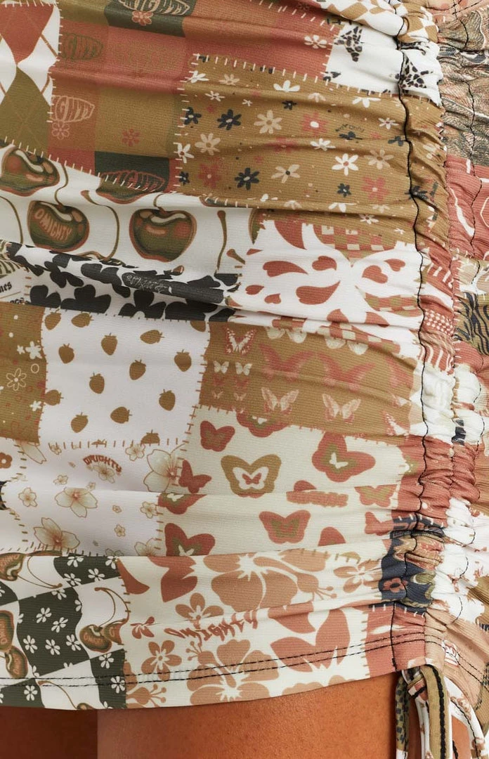 OMIGHTY Patchwork Mini Skirt In Mocha Bottoms 7 OMIGHTY Patchwork Mini Skirt In Mocha Bottoms