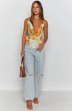 Beginning Boutique Tops Fia Tie Dye Scarf Top Orange 12 Beginning Boutique Tops Fia Tie Dye Scarf Top Orange