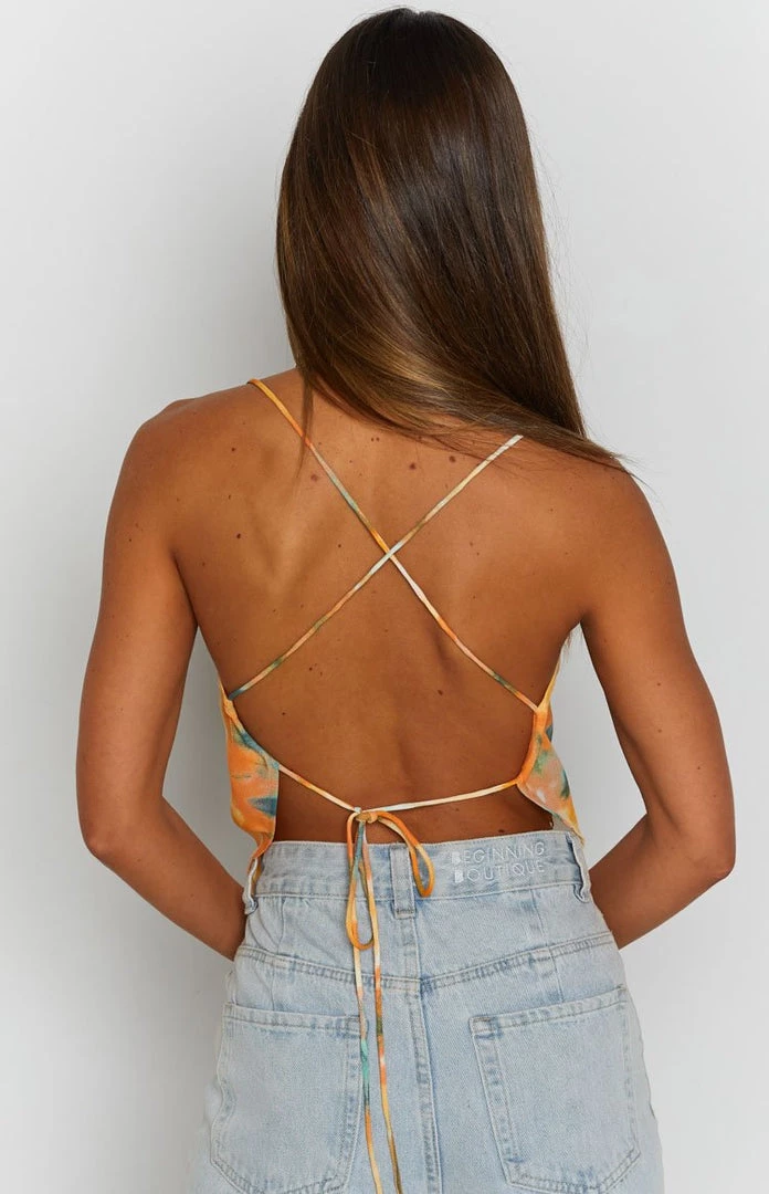 Beginning Boutique Tops Fia Tie Dye Scarf Top Orange 7 Beginning Boutique Tops Fia Tie Dye Scarf Top Orange