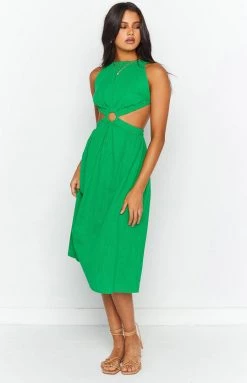 Beginning Boutique Odessa Backless Green Midi Dress