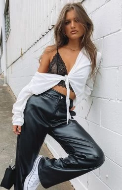 Beginning Boutique Olive Tie Up Shirt White