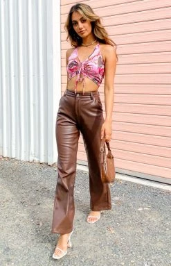 Beginning Boutique Ollie Tie Up Top Pink Tops