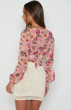 BB Exclusive Olympia Cream Crochet Mini Skirt