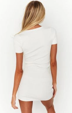 BB Exclusive Oracle White Button Mini Dress