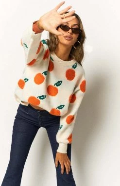 Beginning Boutique Orange Fruit Tingle Jumper Cream