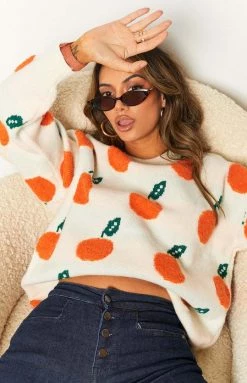 Beginning Boutique Orange Fruit Tingle Jumper Cream