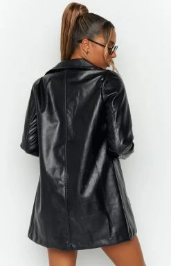 BB Exclusive Orla Black Longline PU Blazer