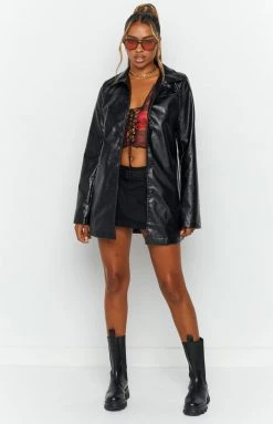 BB Exclusive Orla Black Longline PU Blazer