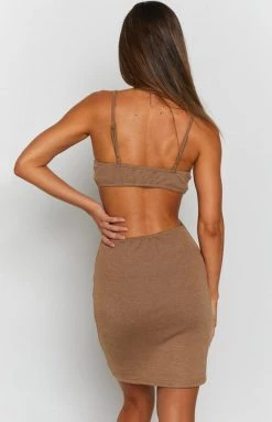 Beginning Boutique Oriana Cut Out Mini Dress Brown Dresses
