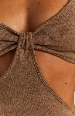 Beginning Boutique Oriana Cut Out Mini Dress Brown Dresses