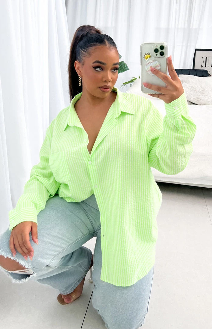 BB Exclusive Osiah Green Striped Shirt Tops 1 BB Exclusive Osiah Green Striped Shirt Tops