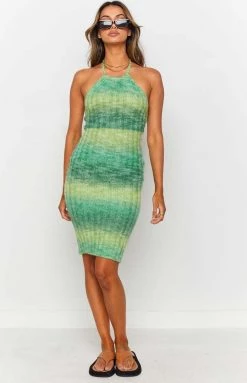 Beginning Boutique Dresses Otto Halter Knitted Dress Green