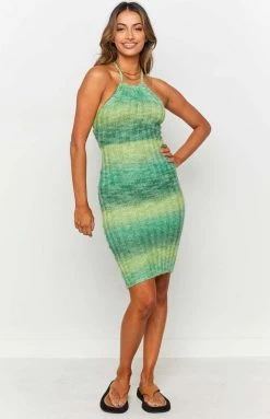 Beginning Boutique Dresses Otto Halter Knitted Dress Green