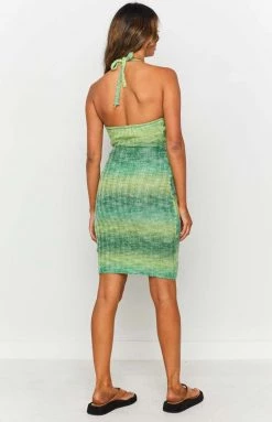 Beginning Boutique Dresses Otto Halter Knitted Dress Green