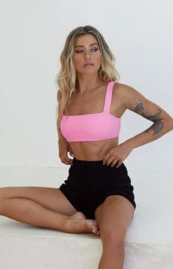 9.0 Swim Pullman Bikini Top Pink Rib