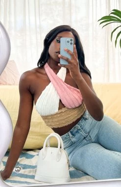 Beginning Boutique Tops Palette Halter Top Neutral