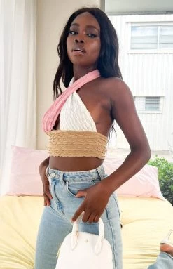 Beginning Boutique Tops Palette Halter Top Neutral