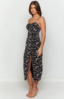 BB Exclusive Paloma Black Floral Midi Dress 10 BB Exclusive Paloma Black Floral Midi Dress