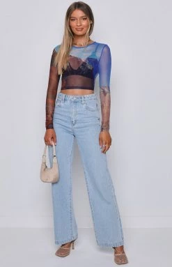 BB Exclusive Tops Panoramic Long Sleeve Mesh Top Multi