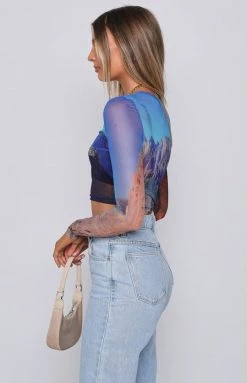 BB Exclusive Tops Panoramic Long Sleeve Mesh Top Multi