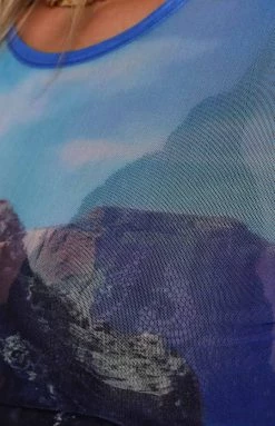 BB Exclusive Tops Panoramic Long Sleeve Mesh Top Multi