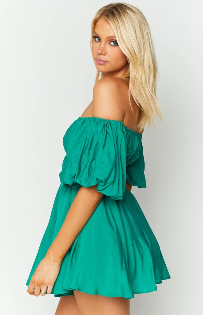 Beginning Boutique Paradise Puff Sleeve Dress Green 4 Beginning Boutique Paradise Puff Sleeve Dress Green