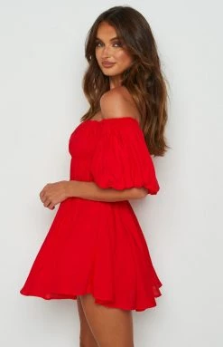 BB Exclusive Dresses Paradise Puff Sleeve Dress Red 9 BB Exclusive Dresses Paradise Puff Sleeve Dress Red