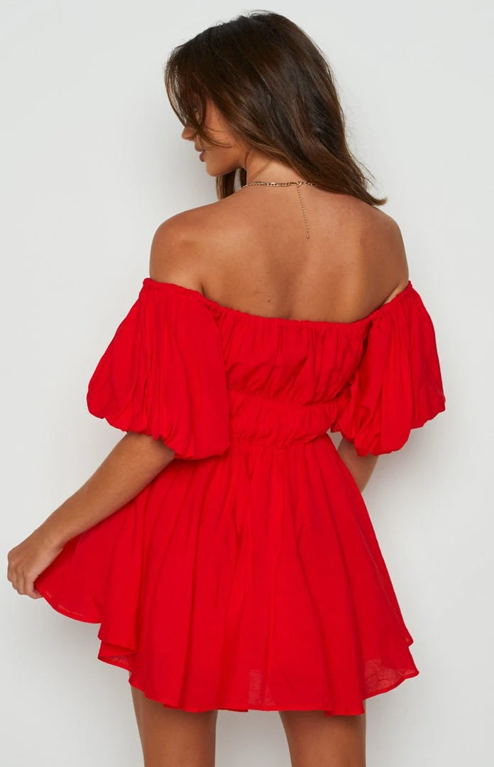 BB Exclusive Dresses Paradise Puff Sleeve Dress Red 6 BB Exclusive Dresses Paradise Puff Sleeve Dress Red