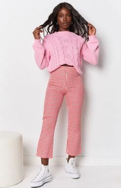 Beginning Boutique Parisian Girl Check Pants Red Bottoms