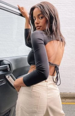 BB Exclusive Party's Over Crop Top Black Tops