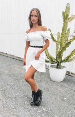 Beginning Boutique Percy Ruched Dress White