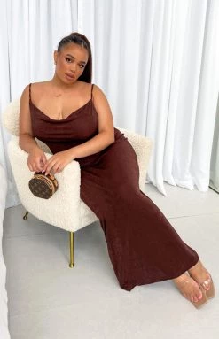 BB Exclusive Dresses Periwinkle Brown Maxi Dress