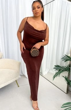 BB Exclusive Dresses Periwinkle Brown Maxi Dress