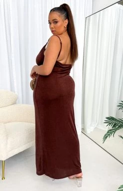 BB Exclusive Dresses Periwinkle Brown Maxi Dress