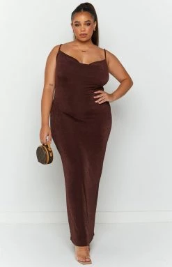 BB Exclusive Dresses Periwinkle Brown Maxi Dress