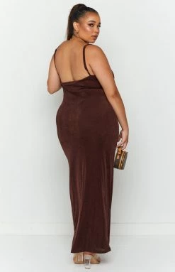 BB Exclusive Dresses Periwinkle Brown Maxi Dress