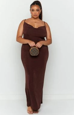 BB Exclusive Dresses Periwinkle Brown Maxi Dress