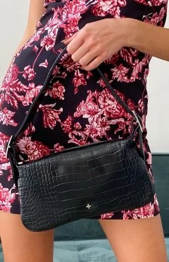 Peta And Jain Peta & Jain Salem Shoulder Bag Black Croc Peta + Jain