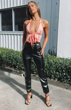 Beginning Boutique Peta PU Pants Black