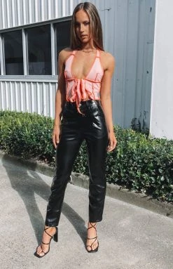 Beginning Boutique Peta PU Pants Black