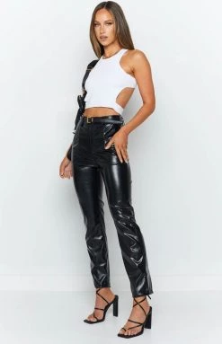 Beginning Boutique Peta PU Pants Black