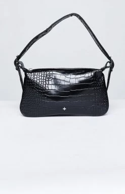 Peta And Jain Peta & Jain Salem Shoulder Bag Black Croc Peta + Jain