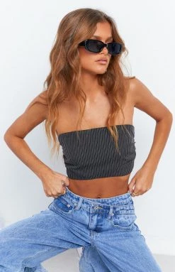 BB Exclusive Tops Petria Pinstripe Strapless Top