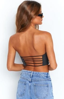 BB Exclusive Tops Petria Pinstripe Strapless Top