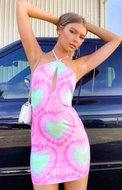 BB Exclusive Pineapple Festival Halter Dress Pink